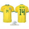 Officiële Voetbalshirt Brazilië Eder Militao 14 Thuis WK 2022 - Heren